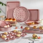 HONGBAKE Bakeware Sets, Baking Pans Set, Nonstick Oven Pan for Kitchen with Wider Grips, 10-Piece Including Rack, Cookie Sheet, Cake Pans, Loaf Pan, Muffin Pan, Pizza Pan - Pink - Image 3