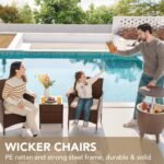 Devoko Patio Porch Furniture Sets 3 Pieces PE Rattan Wicker Chairs with Table Outdoor Garden Furniture Sets (Brown/Beige) - Image 3