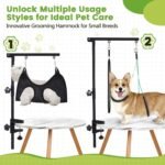 Dog Grooming Table Arm with Hammock, 35" Adjustable Height Grooming Arm with Clamp and No-Sit Haunch Holders, Suitable for Small & Medium Pets (Grooming Table Not Included) - Image 3