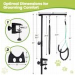 Dog Grooming Table Arm with Hammock, 35" Adjustable Height Grooming Arm with Clamp and No-Sit Haunch Holders, Suitable for Small & Medium Pets (Grooming Table Not Included) - Image 5