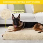 MIHIKK Large Dog Bed, Orthopedic Egg Crate Foam Dog Bed with Removable Washable Cover, Waterproof Puppy Mattress Nonskid Bottom, Comfy Anti Anxiety Pet Mat, 35x22 inch, Shag Taupe - Image 3