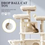 Allewie 68 Inches Cat Tree/House and Towers for Big Feline/Scratching Post/Multi-Level Large Kitty Climbing Tree with Condo/Beige - Image 4