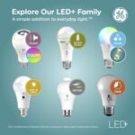 GE LED+ Color Changing Speaker LED Light Bulb with Remote, Daylight and Multicolor, A21 Standard Bulb (1 Pack) - Image 5