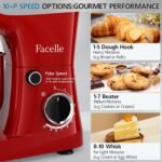 Facelle Stand Mixer, 10-Speed 6QT Kitchen Electric Mixer, Tilt-Head Food Mixer with Beater, Dough Hook, Wire Whip and Egg Separator, scraper for Most Home Cooks - Red - Image 4