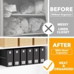 SpaceAid 6 Pack Bed Sheet Organizer and Storage, Foldable Sheet Organizer with Window for Linen Closet, Set Folder Keeper for Queen & King Size Bedding Storage (Black) - Image 3