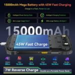 Blackview BV7300 Rugged Phone, 15000mAh/45W, Dual 800LM Camping Light, Night Vision Camera, 18GB+256GB/2TB Rugged Smartphone Unlocked Gemini AI, 50MP+32MP+20MP, 6.67" 90Hz, Android 14/Glove Mode/NFC - Image 4