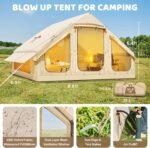 Inflatable Tents for Camping, Blow Up Tent with Hand Pump, Easy Setup InflatableTent 4 Season Tent, Waterproof Oxford Air Glamping Tents for Camping Adult 4/6/8 Person - Image 6