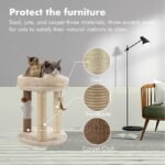 MECOOL 4in1 Small Cat Tree,Scratching Post with Tower Soft Bed, Sisal Carpet Jute Posts with Three Hanging Ball Toys and Massage Brush for Indoor Cats and Kittens - Image 4