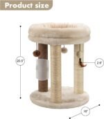 MECOOL 4in1 Small Cat Tree,Scratching Post with Tower Soft Bed, Sisal Carpet Jute Posts with Three Hanging Ball Toys and Massage Brush for Indoor Cats and Kittens - Image 5
