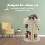 MECOOL 4in1 Small Cat Tree,Scratching Post with Tower Soft Bed, Sisal Carpet Jute Posts with Three Hanging Ball Toys and Massage Brush for Indoor Cats and Kittens - Image 6