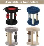 MECOOL 4in1 Small Cat Tree,Scratching Post with Tower Soft Bed, Sisal Carpet Jute Posts with Three Hanging Ball Toys and Massage Brush for Indoor Cats and Kittens - Image 7