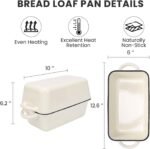 Hisencn Enameled Cast Iron Cookware Set, 7-Piece Dutch Oven, Skillet & Bread Pan with Rack, Induction & Oven Safe, Cream White - Image 4