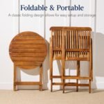 Best Choice Products 3-Piece Acacia Wood Bistro Set, Folding Patio Furniture for Backyard, Balcony, Deck w/ 2 Chairs, Round Coffee Table, Teak Finish - Natural - Image 4