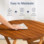 Best Choice Products 3-Piece Acacia Wood Bistro Set, Folding Patio Furniture for Backyard, Balcony, Deck w/ 2 Chairs, Round Coffee Table, Teak Finish - Natural - Image 6