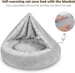 JOEJOY Small Dog Bed Cat Bed with Hooded Blanket, Cozy Cuddler Luxury Puppy Pet Bed, Donut Round Calming Anti-Anxiety Dog Burrow Cave Bed - Anti-Slip Bottom and Machine Washable 23 inch - Image 5