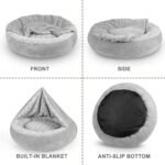 JOEJOY Small Dog Bed Cat Bed with Hooded Blanket, Cozy Cuddler Luxury Puppy Pet Bed, Donut Round Calming Anti-Anxiety Dog Burrow Cave Bed - Anti-Slip Bottom and Machine Washable 23 inch - Image 6
