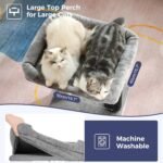 Cat Tree Tower for Large Cats Cat Scratching Post with 20x15.7”Wide Top Bed, Self Groomer, Thick Scratch Post [Dia=4.5”] and Danging Ball Great for Indoor Cats-Large Grey - Image 4