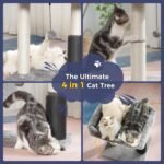 Cat Tree Tower for Large Cats Cat Scratching Post with 20x15.7”Wide Top Bed, Self Groomer, Thick Scratch Post [Dia=4.5”] and Danging Ball Great for Indoor Cats-Large Grey - Image 5