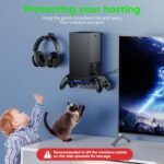 Wall Mount for Xbox Series X - Sturdy Shelf Load Up 10Kg, Integrated Ventilation, RGB, 3 USB Port, Prevent Falling, 2 Holder, Headphone Stand & Dust Cover Kit - Wall Mount Kit for Xbox Series X - Image 5