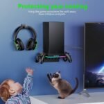 Wall Mount for Xbox Series X - Sturdy Shelf Load Up 10Kg, Integrated Ventilation, RGB, 3 USB Port, Prevent Falling, 2 Holder, Headphone Stand & Dust Cover Kit - Wall Mount Kit for Xbox Series X - Image 6