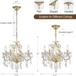 Mini Crystal Chandelier, Modern K9 Crystal Chandeliers for Dining Room, 4-Lights Gold Pendant Ceiling Light Fixture for Entryway Kitchen Island Bathroom Bedroom Living Room, H 21" x W 17.7" - Image 4