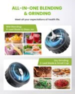 GDOR Blender, 52 Oz Glass Jar, Multi-Function Kitchen Blender & Grinder Combo, 9 Functions for Shakes, Puree, Crush Ice, and Chop, Max 700W, Self Cleaning - Image 3