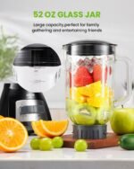 GDOR Blender, 52 Oz Glass Jar, Multi-Function Kitchen Blender & Grinder Combo, 9 Functions for Shakes, Puree, Crush Ice, and Chop, Max 700W, Self Cleaning - Image 4