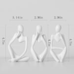 BrownLove 3pcs Decor White Thinker Statue Abstract Art Sculpture，Resin Collectible Figurines for Home Living Room Office Shelf Decoration - Image 3