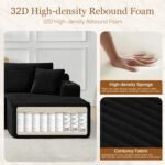 134 Inch Modular Sectional Sleeper Sofa, Boneless Cloud Couch for Living Room, U Shaped 5 Seat Sofa with 2 Storage Pockets& 2 Cup Holders, Free Combination, No Assembly Required (Black) - Image 4