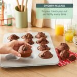 T-fal Refresh Ceramic Nonstick Baking Pans Set (8 Pc), Roaster, 12-Cup for Muffins, Loaf Trays, Baking Sheets Non Stick, Cooling Cooking Rack, Stackable Bakeware Set, Mint Green - Image 4