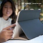 Speck New iPad Air 13 Case (2024) - Fits iPad Pro 12.9 Case (2022/2021, 6th/5th Gen) with Pencil Holder, Drop & Camera Protection, Slim Multi Range Stand, Balance Folio - Black/Black/White - Image 8