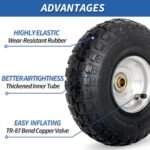 4.10/3.50-4 Pneumatic Tire, 10" Tire and Wheel, 2 Pack, with 2.2" Offset Hub, 5/8" Axle Bore Hole, Sealed Bearings, for Hand Truck Trolley Dolly Cart - Image 4