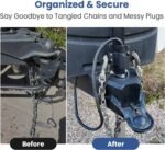 Safoner Aluminum Trailer Towing Chain Organizer with 7-Way Plug Holder- Heavy-Duty RV Tongue Jack Accessories - Image 3