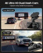 IIWEY 4K Dash Cam Front and Rear for Cars, Dual UHD Camera with WiFi, Free 64GB Card, 3.16" IPS, G-Sensor, Parking Mode, Loop Recording, WDR - Image 3