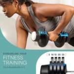 Lifepro Adjustable Dumbbells Set - 5in1-15lb 25lb 43lb 55lb weights Set & Single with Rack - Quick Adjust, Secure Grip - Compact Hand Weights for Men Women Home Gym - Image 3