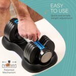 Lifepro Adjustable Dumbbells Set - 5in1-15lb 25lb 43lb 55lb weights Set & Single with Rack - Quick Adjust, Secure Grip - Compact Hand Weights for Men Women Home Gym - Image 4