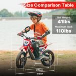 Electric Dirt Bike for Boys Girls Ages 5-10, 350W High Racing Competition Grade Motorcycle, Up to 18MPH 3 Speed Settings Balance Bike, 14IN Off-Road Tires Advanced Shock Absorption, Red - Image 3