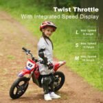 Electric Dirt Bike for Boys Girls Ages 5-10, 350W High Racing Competition Grade Motorcycle, Up to 18MPH 3 Speed Settings Balance Bike, 14IN Off-Road Tires Advanced Shock Absorption, Red - Image 4