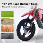 Electric Dirt Bike for Boys Girls Ages 5-10, 350W High Racing Competition Grade Motorcycle, Up to 18MPH 3 Speed Settings Balance Bike, 14IN Off-Road Tires Advanced Shock Absorption, Red - Image 5