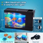Artificial Fish Tank Virtual Ocean Toy in Motion Lamp - Mini Office Desk Aquarium 3 Colorful LED Lights, Moving Bubbles, Gift for Kids and Adults - Image 3