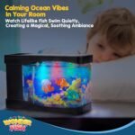 Artificial Fish Tank Virtual Ocean Toy in Motion Lamp - Mini Office Desk Aquarium 3 Colorful LED Lights, Moving Bubbles, Gift for Kids and Adults - Image 4