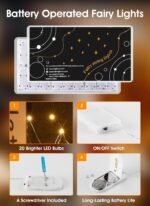 Minetom 6 Pack Fairy Lights Battery Operated String Lights - 7ft 20 LED Waterproof Silver Wire Firefly Lights Waterproof for DIY Crafts Wedding Décor Table Centerpieces Mason Jars Party - Image 3