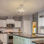 4-Light Farmhouse Chandelier, Distressed Hanging Pendant Lighting, Convertible Semi Flush Mount Ceiling Light Fixture Vintage White Metal Chandeliers for Dining Room Kitchen Foyer Entryway - Image 6