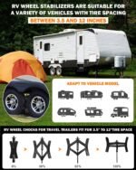 Camper RV Wheel Chock Stabilizer, Heavy Duty Tire Locking Chock RV Camper Accessories with Wrench, Anti-Move X Shape Wheel Chocks for Travel Trailers - Pair - Image 4