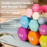 LIONSCOOL Set of 2 Neoprene Coated Dumbbell Hand Weights, Anti-Slip and Anti-Roll Hex Dumbbells in Pair for Strength Training, Resistance Training - Image 4