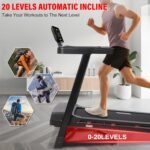 ECHANFIT Heavy Duty Treadmill for Home, 20% Auto Incline Treadmill 400 LB Capacity, 0.6-12 MPH, 20" Wide Deck, LED Display, Bluetooth Speaker, Foldable with App - Image 3