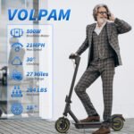 VOLPAM 10 Inches Electric Scooter, Dual Suspension, 22 MPH Top Speed, 500W Powerful Motor, 28 Miles Long Range, Dual Braking, Max Load 264 lbs - Image 3