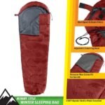 Mummy Sleeping Bag - Adult Cold Weather Sleeping Bag Rated to 25°F - Waterproof with Drawstring Hood - Camping Equipment by Wakeman Outdoors - Image 3