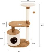 PETMAKER Cat Tree Condo 3 Tier with Condo and Scratching Posts, 37.5", Brown and Tan - Image 3