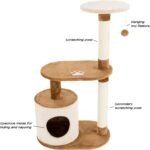 PETMAKER Cat Tree Condo 3 Tier with Condo and Scratching Posts, 37.5", Brown and Tan - Image 4